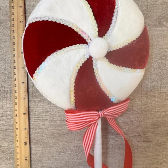 December Diamond Red & White Velvet Lollipop Pick Ornament - Picture 3 of 3